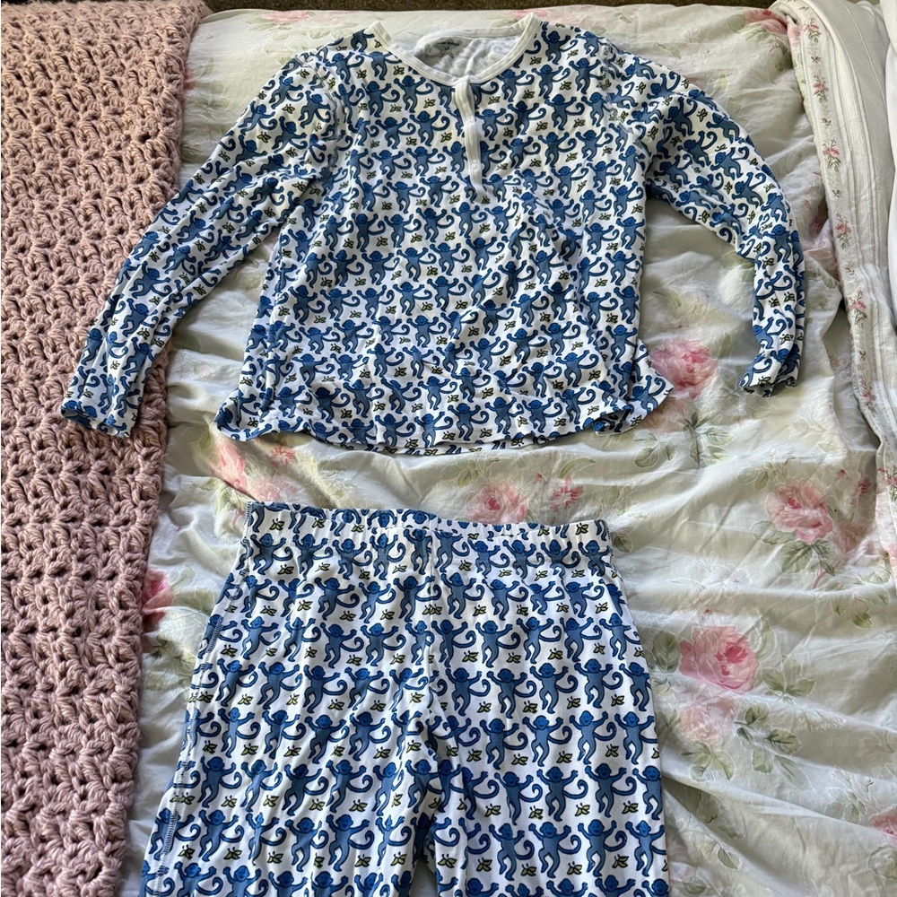 Roller Rabbit blue monkey pajama set
